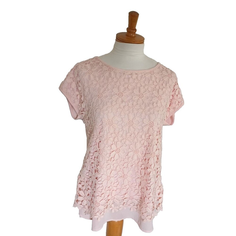 Ruby Road Fairy Core Pink Lace Pullover Top Size Small